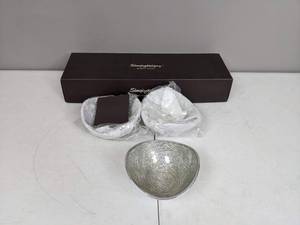 lot 87 image: Set of (3) Simplydesignz Organic Collection 5-Inch Nut Bowls, Silver Metallic