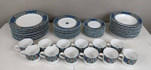 lot 39 image: Huge Vintage Collection of (52) Pfaltzgraff Fine China Cityscape Collection (9) Dinner Plates, (9) Salad Plates, (11) Soup Bowls, (11) Saucers, and (12) Flat Cups