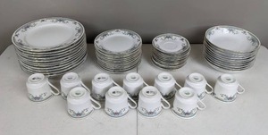 lot 37 image: Huge Vintage Collection of (56) Gibson and Other Fine China (12) Dinner Plates, (12) Salad Plates, (10) Soup Bowls, (11) Saucers, and (11) Flat Cups