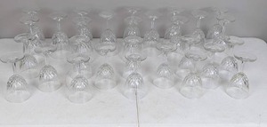 lot 99 image: Set of (27) Clear Glass Stemmed Wine Glasses, 6oz and 8oz