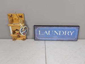 lot 114 image: Decorative Wall Hangers Chimney and Laundry Sign