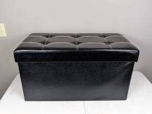 lot 126 image: Faux Leather Ottoman Storage Box, Black