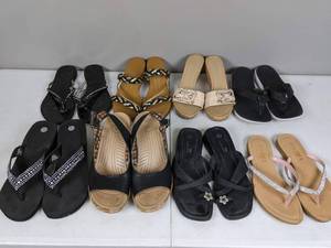 lot 142 image: (8) Pairs of Womens Size 8 12 Sandals Laguna, Plato, Iakovos and More