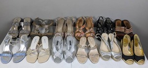 lot 146 image: (12) Pairs of Womens Size 8-9 Open Toed Shoes Bandolino, Karen Scott, Ralph Lauren, Caparros, Madeline and More