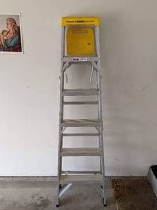 lot 128 image: Werner 6 ft. Aluminum 225 lb. Folding Stepladder, Type II