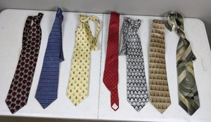 lot 152 image: (7) Assorted Mens Neck Ties Woodward, Enrico Guccini, Alberto Zerra, Ziggurat by Mulberry and More