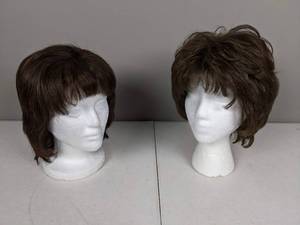lot 23 image: Set of (2) Human Hair Short Cut Wigs, Brown
