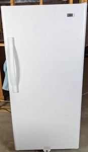 lot 19 image: Garage Ready Haier Upright Freezer, White