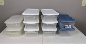 lot 163 image: Set of (10) Sterilite 6-Quart Storage Boxes with Lids