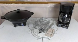 lot 214 image: Mr. Coffee DRX23 12-Cup Programmable Coffeemaker and West Bend Electric Wok