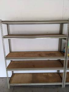 lot 234 image: 5-Tier Metal Storage Shelving Unit with Wooden Shelves