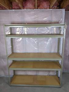 lot 229 image: 5-Tier Metal Storage Shelving Unit with Wooden Shelves
