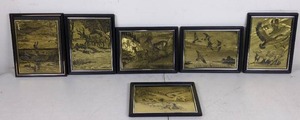 lot 82 image: 6 Framed Gold Etching Prints by Artists, Churchill Ettinger and RH Palenske, of Deer, Ducks, Hunting, and More