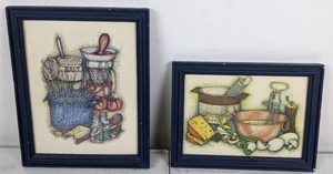 lot 100 image: Pair of Framed Kitchen Themed Wall Art