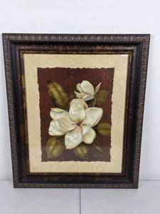 lot 77 image: Framed Wall Art of Magnolia Blossoms by Vivian Flasch