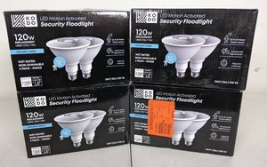 lot 23 image: 4 NEW Packages KODO LED Motion Activated Security Floodlight Bulbs 120 W (2Pkg.)