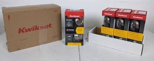 lot 13 image: NEW Set of 4 Kwikset Single Cylinder Deadbolts, Satin Nickel Finish