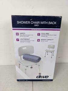 lot 106 image: New Drive Medical Bathroom Safety Shower Tub Bench Chair with Back, Gray