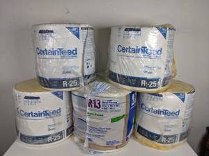 lot 115 image: Set of (5) CertainTeed Fiberglass Insulation Rolls R-13 & R-25