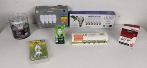 lot 122 image: Assortment of LED Light Bulbs Classic, LE 4W, GE, Enhance, & More