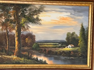 lot 17 image: Vintage Framed Scenic Oil on Canvas Painting