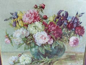 lot 37 image: Large Framed Floral Print