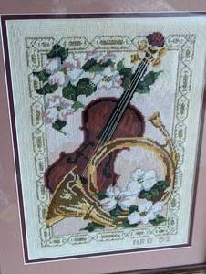lot 42 image: Framed Needlepoint and Print