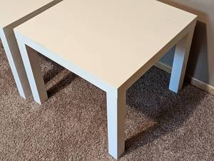 lot 65 image: Pair of White Accent Tables