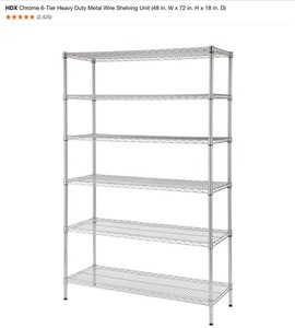 HDX Chrome 6-Tier Heavy Duty & Black 4-Tier Metal Wire Shelving Units. See Pictures