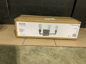 Home Decorators Collection Palermo Grove 3-Light Gilded Iron Vanity Light with Painted Walnut Wood Accents. See Pictures