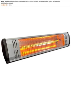 Heat Storm Tradesman 1,500-Watt Electric Outdoor Infrared Quartz Portable Space Heater with WallCeiling Mount. See Pictures