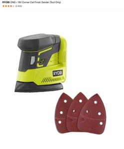 RYOBI ONE 18V Cordless Compact Glue Gun (Tool Only). & RYOBI ONE 18V Corner Cat Finish Sander (Tool Only). See Pictures