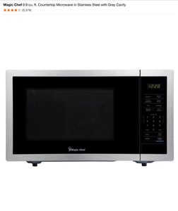 Magic Chef 0.9 cu. ft. Countertop Microwave in Stainless Steel with Gray Cavity. See Pictures