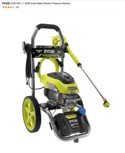 RYOBI 2700 PSI 1.1 GPM Cold Water Electric Pressure Washer. See Pictures