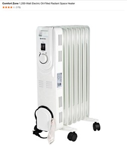 (2) Comfort Zone 1,200-Watt Electric Oil-Filled Radiant Space Heater. See Pictures
