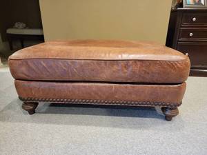 Distressed Leather Ottoman
