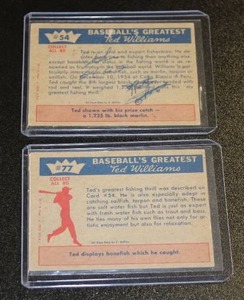 1959 Fleer Ted Williams #54 & 77 Baseball Card Lot  2 Cards