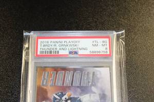 2016 Playoff Thunder and Lightning Tom Brady Rob Gronkowski #TL-BG PSA 8