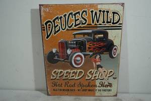 NEW Novelty Metal Sign - Deuces Wild Speed Shop