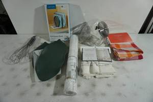 Assorted Kitchen Items - Storage Container, Towels, Whisks