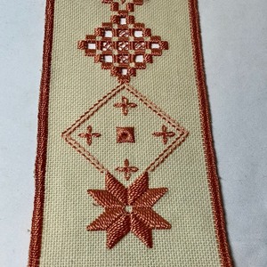 lot 113 image: Two Pieces of Hardanger and One Scandinavian Needlepoint Piece