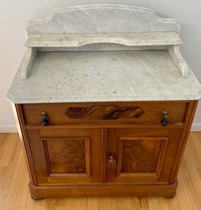 lot 8 image: Antique Marble Top Walnut Commode
