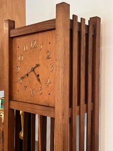 lot 153 image: Lovely Vintage Arts and Crafts Grandfather Clock