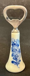 lot 65 image: Royal Copenhagen Blue Flower Pair of Salt and Pepper Shakers, Toothpick Holder & Bottle Opener