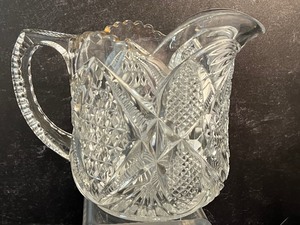 lot 73A image: Vintage Pressed Glass Pitcher and Juice Glasses