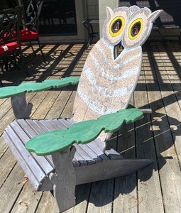 lot 213 image: Who Gives a Hoot Lovely Custom Designed Owl Adirondack Chair