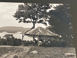 lot 222 image: Vintage Black and White Photo Print of Blue Mt. Lodge from Blue Mt. House