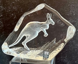 lot 241 image: Mats Jonasson Crystal Koala and Kangaroo Lead Crystal Figurines