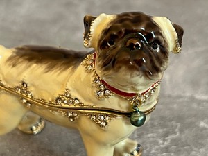 lot 244 image: Adorable Pug Bejeweled Trinket Box