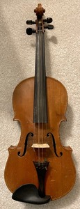 lot 458 image: Vintage Stradivarius Copy Violin with 2 Bows and a Case